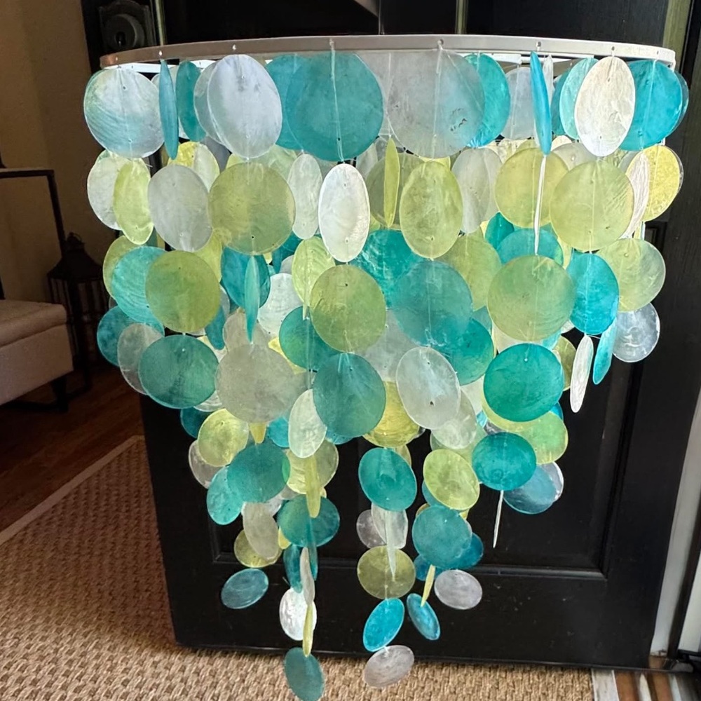 Pottery Barn Teen Colorful Capiz Shell Chandelier Shade